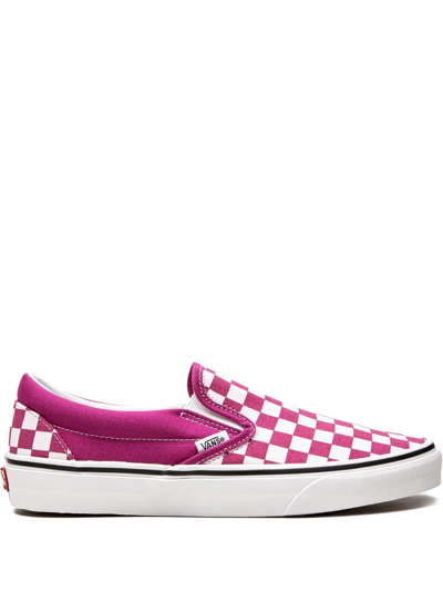 Shop Vans Classic Slip-on "fuchsia Checkerboard" Sneakers In Pink