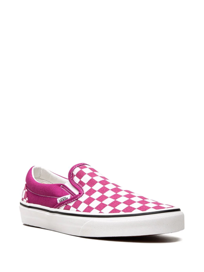 Shop Vans Classic Slip-on "fuchsia Checkerboard" Sneakers In Pink