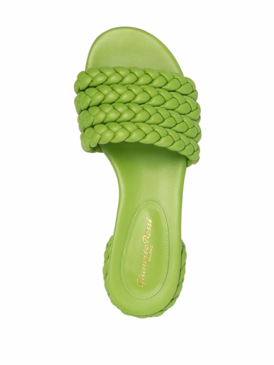 Shop Gianvito Rossi Braided-detail Leather Sandals In Green
