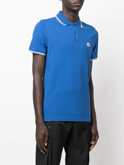 Shop Moncler Logo-patch Polo Shirt In Blue