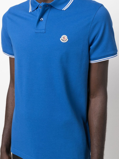 Shop Moncler Logo-patch Polo Shirt In Blue