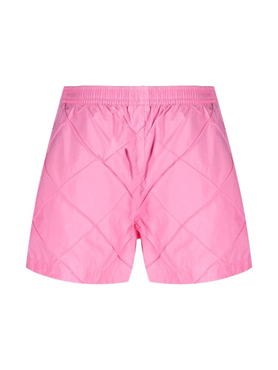 Shop Bottega Veneta Check-panel Swim Shorts In Pink