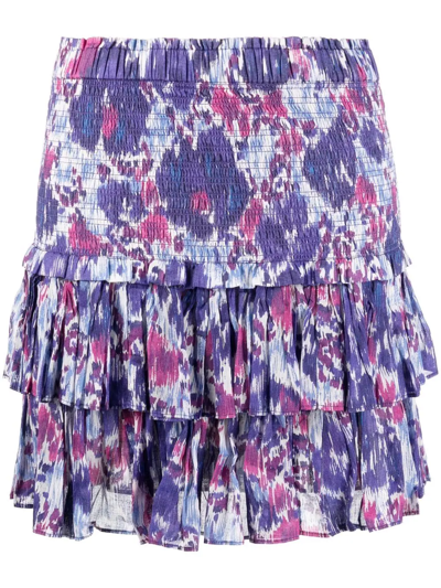 Isabel Marant Étoile Naomi Smocked Floral Tiered Skirt In Blue