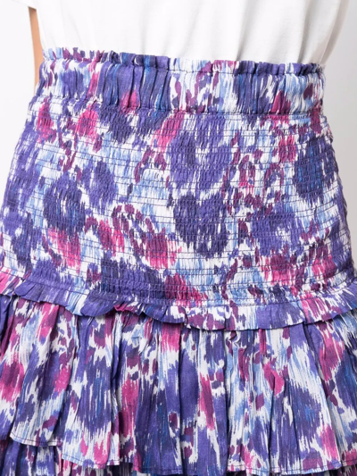 Isabel Marant Étoile Naomi Smocked Floral Tiered Skirt In Blue