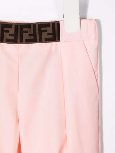 Shop Fendi Logo-waistband Trousers In Pink