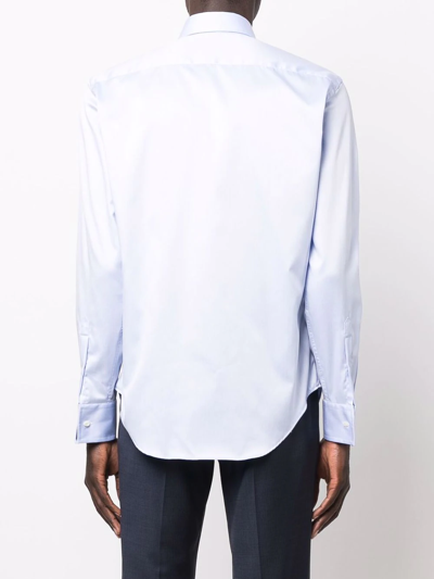 Shop Emporio Armani Button-down Fitted Shirt In Blue