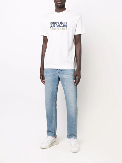 Shop Emporio Armani Logo Crew-neck T-shirt In White