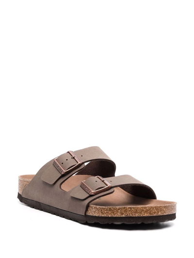 Shop Birkenstock Double-buckle Slip-on Sandals In Brown