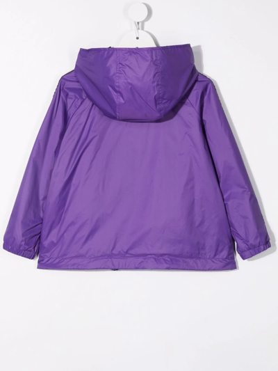 Shop Fendi Hooded Zipped Jacket In Purple