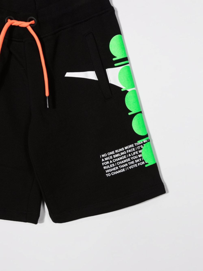 Diadora Junior Patterned Drawstring Track Shorts In Black