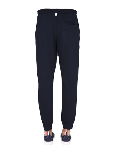 Shop Thom Browne Jogging Pants With Rwb Stripe In Blu