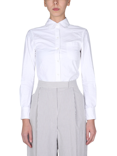 Shop Thom Browne Shirt With 4 Bar In Bianco