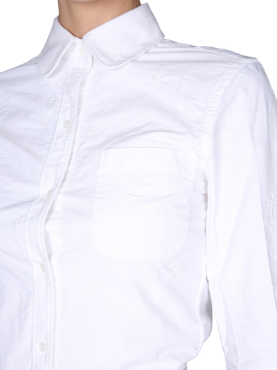 Shop Thom Browne Shirt With 4 Bar In Bianco