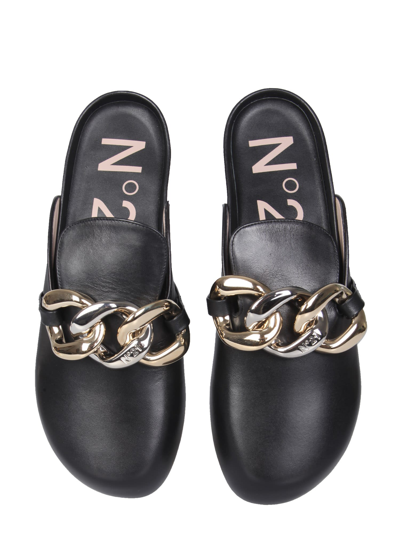 Shop N°21 Mules With Oversized Chain In Nero