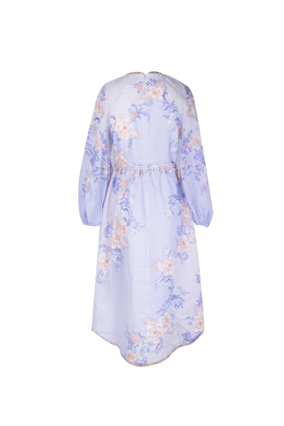 Shop Zimmermann Linen Dress In Blue