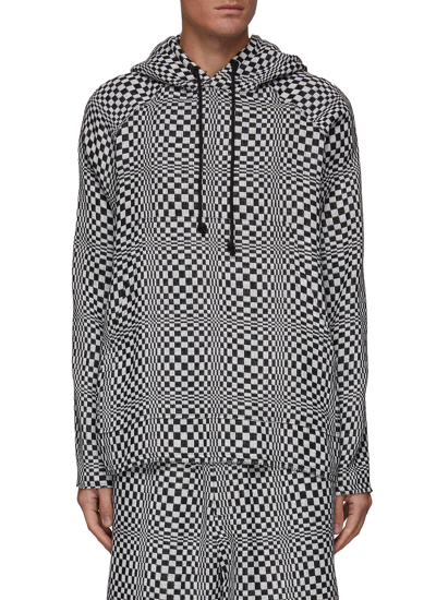 Shop Song For The Mute Optical Illusion Print Drawstring Hoodie In Grey,black