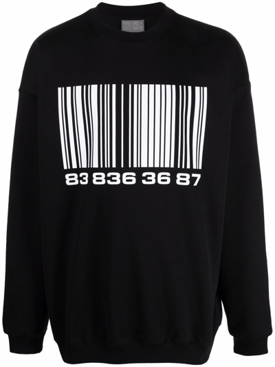 Vtmnts Bar-code Print Sweatshirt In Black