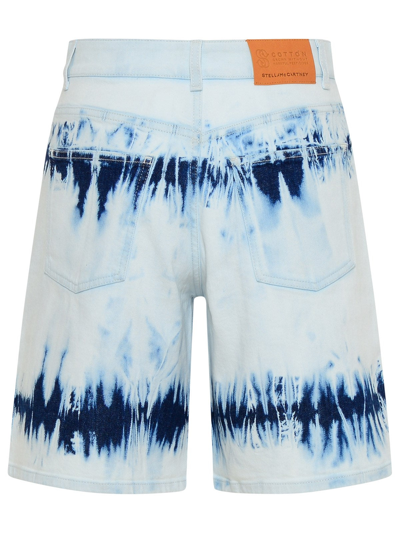 Shop Stella Mccartney Blue And Light Blye Cotton Denim Tie Dye Shorts In White