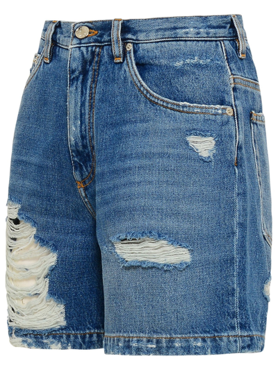 Shop Dolce & Gabbana Blue Cotton Denim Shorts
