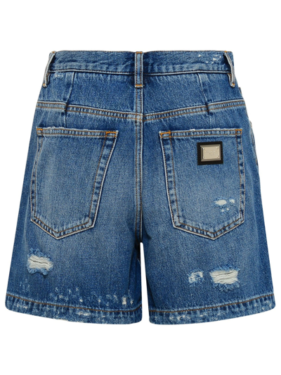Shop Dolce & Gabbana Blue Cotton Denim Shorts