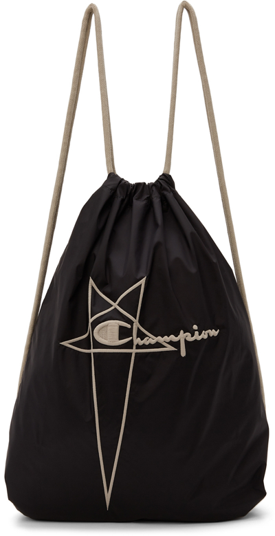 Shop Rick Owens Black Champion Edition Drawstring Backpack In 09 Black