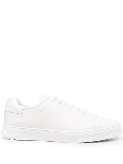 Shop Ferragamo Logo Low-top Sneakers In Weiss