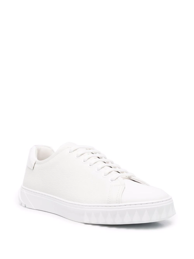 Shop Ferragamo Logo Low-top Sneakers In Weiss