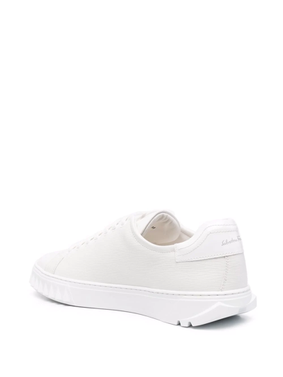 Shop Ferragamo Logo Low-top Sneakers In Weiss