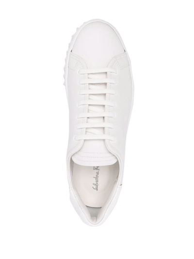 Shop Ferragamo Logo Low-top Sneakers In Weiss