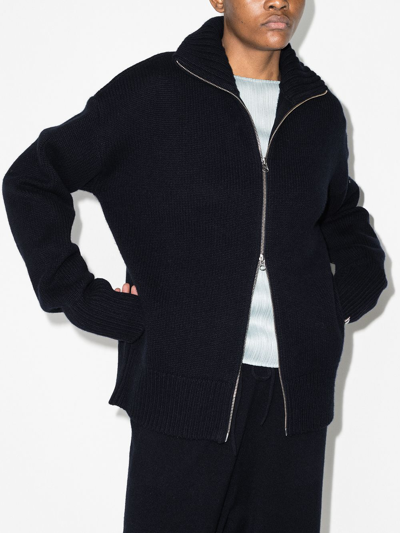 Shop Extreme Cashmere Zip-detail Cashmere-blend Cardigan In Blue