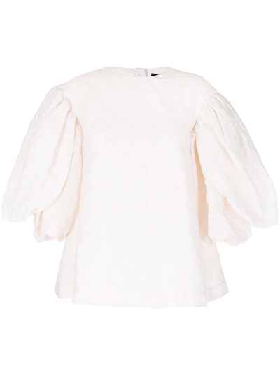 Shop Simone Rocha Puff-sleeve Cloqué Blouse In Pink