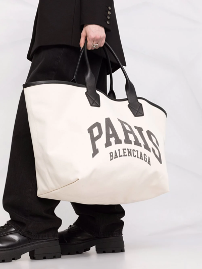 Shop Balenciaga Large Cities Paris Jumbo Tote Bag In Nude
