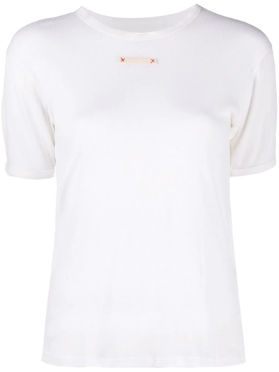 Shop Maison Margiela Signature-patch T-shirt In White