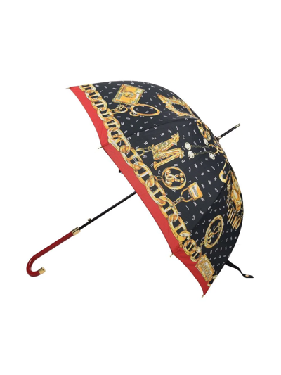 Shop Moschino Chain-link Print Umbrella In Black