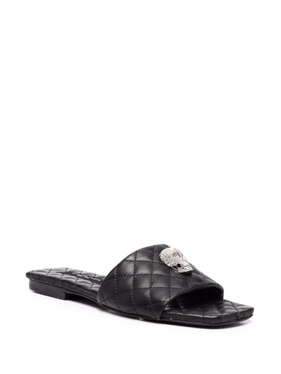 Philipp Plein Crystal-skull Flat Sandals In Black