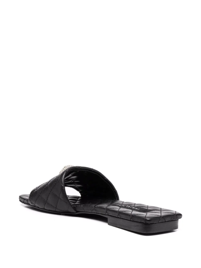Philipp Plein Crystal-skull Flat Sandals In Black