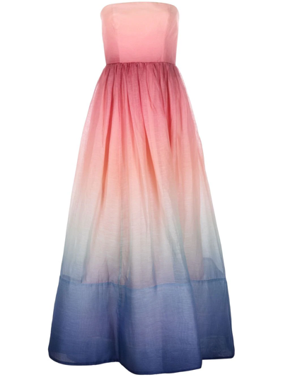 ZIMMERMANN DAWN OMBRÉ STRAPLESS MAXI DRESS 