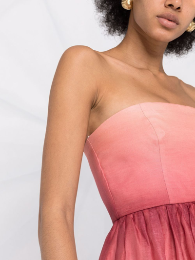 Shop Zimmermann Dawn Ombré Strapless Maxi Dress In Rosa