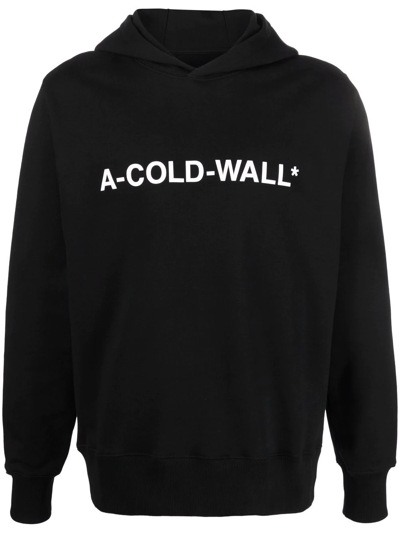 Shop A-cold-wall* Logo-print Cotton Hoodie In Schwarz