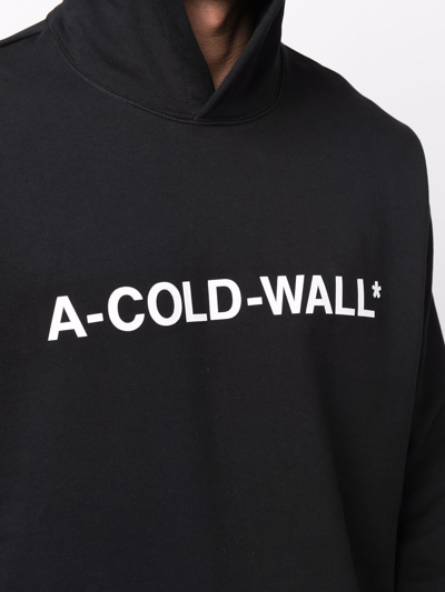 Shop A-cold-wall* Logo-print Cotton Hoodie In Schwarz