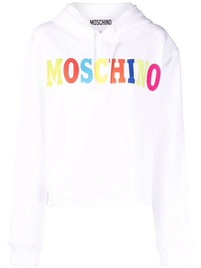 Shop Moschino Logo-print Hoodie In White