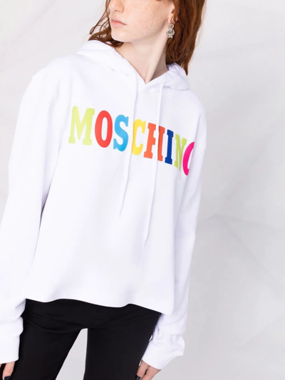 Shop Moschino Logo-print Hoodie In White
