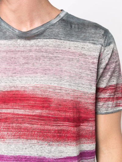 Shop Avant Toi Multi-stripe Linen T-shirt In Grau
