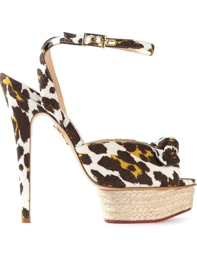 Charlotte Olympia Serena Leopard-print Linen Platform Sandals