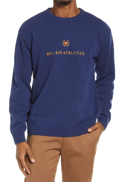 Shop Bel-air Athletics Academy Crest Sweater In Bel-air Blue