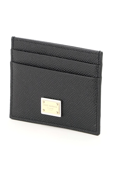 Shop Dolce & Gabbana Leather Card Holder With Logo Plaque In Black