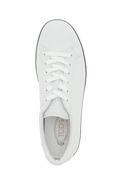 Shop Tod's Low-top Leather Sneakers In White