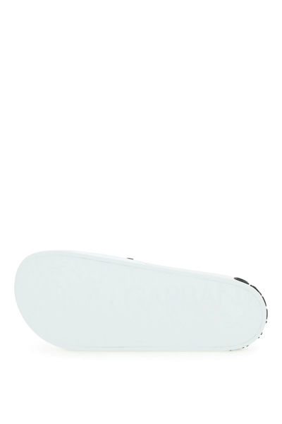 Shop Dolce & Gabbana Logo Rubber Sliders In White,black