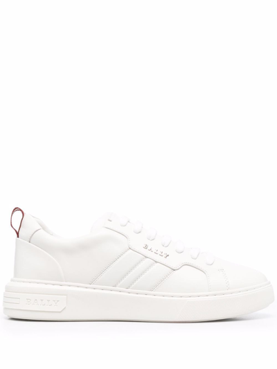 Shop Bally Men's White Leather Sneakers