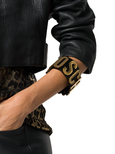 Shop Moschino Women's Black Leather Bracelet